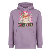 Lavender Pink Believe Santa Christmas Heavyweight Hoodie - FaDigitalArtStudio