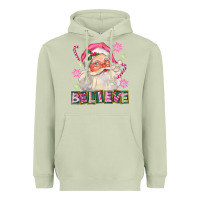 Matcha Pink Believe Santa Christmas Heavyweight Hoodie - FaDigitalArtStudio