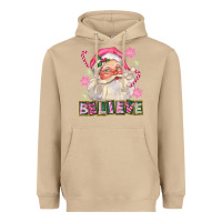 Mushroom Pink Believe Santa Christmas Heavyweight Hoodie - FaDigitalArtStudio