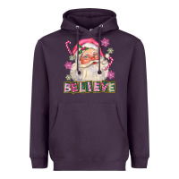 Plum Pink Believe Santa Christmas Heavyweight Hoodie - FaDigitalArtStudio
