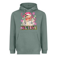 Sage Pink Believe Santa Christmas Heavyweight Hoodie - FaDigitalArtStudio