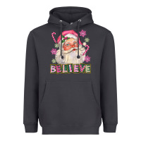 Smoke Pink Believe Santa Christmas Heavyweight Hoodie - FaDigitalArtStudio