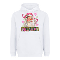 White Pink Believe Santa Christmas Heavyweight Hoodie - FaDigitalArtStudio