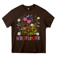 Chocolate Brown wildflower malias Heavy Core Tee - MaliasSmallBusiness
