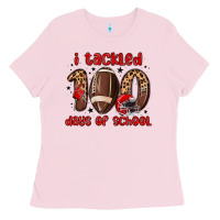 Bubblegum Pink i tackled 100 days of school Ladies Tee - MaliasSmallBusiness