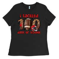 Black i tackled 100 days of school Ladies Tee - MaliasSmallBusiness