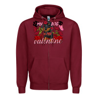 Burgundy My dog is my Valentine's Day Zipper Hoodie - FaDigitalArtStudio