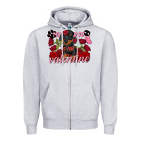 Heather Grey My dog is my Valentine's Day Zipper Hoodie - FaDigitalArtStudio