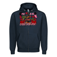 Navy My dog is my Valentine's Day Zipper Hoodie - FaDigitalArtStudio
