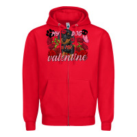 Red My dog is my Valentine's Day Zipper Hoodie - FaDigitalArtStudio