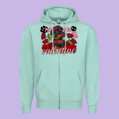 My Dog Is My Valentine's Day Zipper Hoodie Designed By Fadigitalartstudio