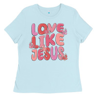 Baby Blue love like jesus Ladies Tee - MaliasSmallBusiness
