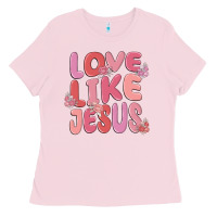 Bubblegum Pink love like jesus Ladies Tee - MaliasSmallBusiness