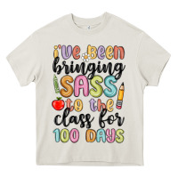 Cream i ve been bringing sass to the class for 100 days Heavy Core Tee - MaliasSmallBusiness