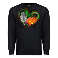 Black halloween heart with pumpkin Premium Sweatshirt - BundleAndBundleShop