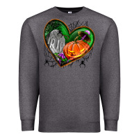 Charcoal Heather halloween heart with pumpkin Premium Sweatshirt - BundleAndBundleShop