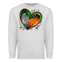 Dove Grey halloween heart with pumpkin Premium Sweatshirt - BundleAndBundleShop