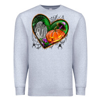 Heather Grey halloween heart with pumpkin Premium Sweatshirt - BundleAndBundleShop