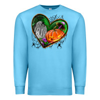 Ocean Blue halloween heart with pumpkin Premium Sweatshirt - BundleAndBundleShop