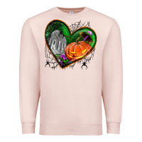 Pale Pink halloween heart with pumpkin Premium Sweatshirt - BundleAndBundleShop