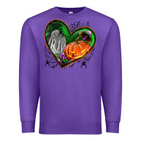 Purple halloween heart with pumpkin Premium Sweatshirt - BundleAndBundleShop