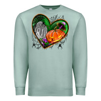 Seafoam halloween heart with pumpkin Premium Sweatshirt - BundleAndBundleShop
