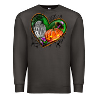 Smoke halloween heart with pumpkin Premium Sweatshirt - BundleAndBundleShop