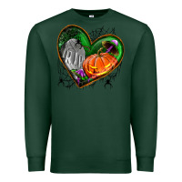Sports Green halloween heart with pumpkin Premium Sweatshirt - BundleAndBundleShop