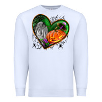 White halloween heart with pumpkin Premium Sweatshirt - BundleAndBundleShop