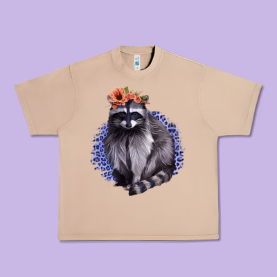 Raccoon With Flowers Urban Heavy Tee Designed By Bettercallsaul