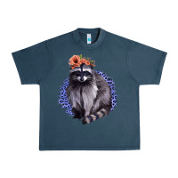Midnight Navy Raccoon with Flowers Urban Heavy Tee - Bettercallsaul