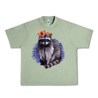Oil Green Raccoon with Flowers Urban Heavy Tee - Bettercallsaul