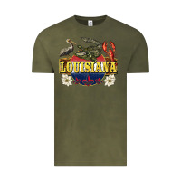 Vintage Olive louisiana state Vintage Tee - BarkalooDesign