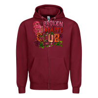 Burgundy Broken heart club Zipper Hoodie - FaDigitalArtStudio