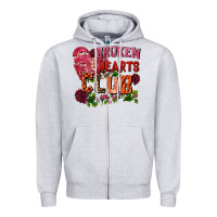 Heather Grey Broken heart club Zipper Hoodie - FaDigitalArtStudio