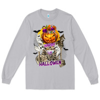 Moon Dust Happy Halloween with Skeleton Long Sleeve Tee - texasbilliewilder