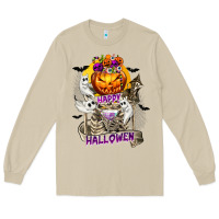 Mushroom Happy Halloween with Skeleton Long Sleeve Tee - texasbilliewilder