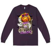 Plum Happy Halloween with Skeleton Long Sleeve Tee - texasbilliewilder