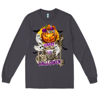 Smoke Happy Halloween with Skeleton Long Sleeve Tee - texasbilliewilder
