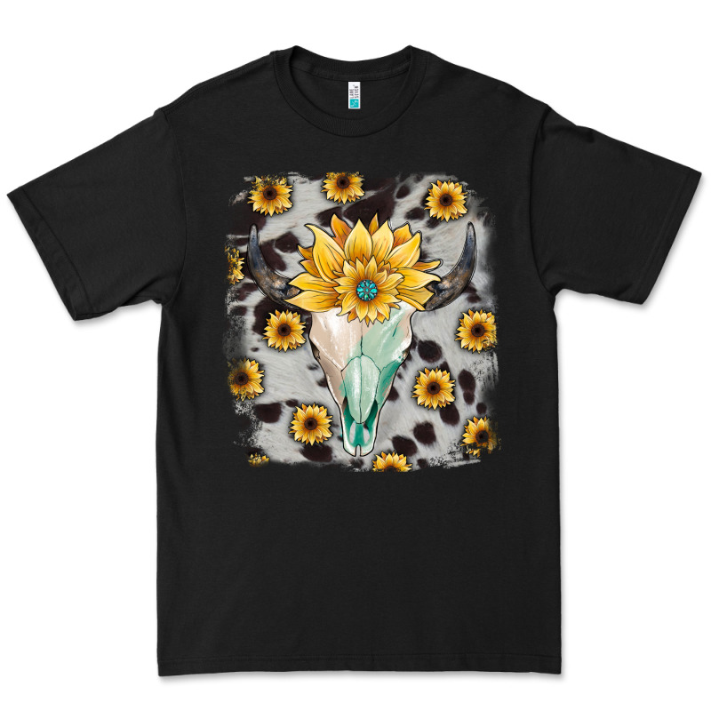 Cowhide Sunflower Gemstone Bull Skull Premium Tee by JahusDesignShop | Teevron