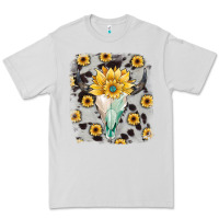 Dove Grey cowhide sunflower gemstone bull skull Premium Tee - JahusDesignShop