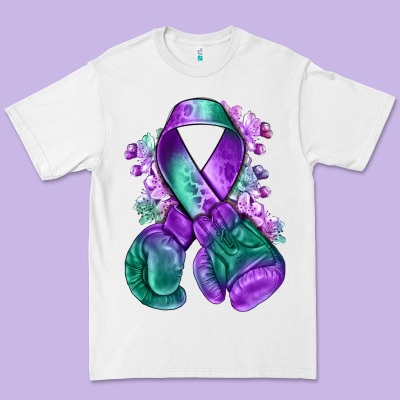 Purple And Green Anal Cancer With Boxing Gloves Na Premium Tee Designed By Nancycooperartshop
