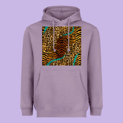 Safari Animals Turquoise Glitter Seamless Pattern Heavyweight Hoodie Designed By Bundleandbundleshop