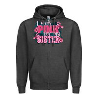 Charcoal Heather i wear pink for my sister Zipper Hoodie - FaDigitalArtStudio