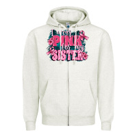 Oatmeal Heather i wear pink for my sister Zipper Hoodie - FaDigitalArtStudio