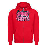 Red i wear pink for my sister Zipper Hoodie - FaDigitalArtStudio