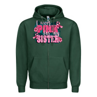 Sports Green i wear pink for my sister Zipper Hoodie - FaDigitalArtStudio