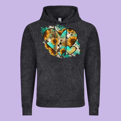 Leopard Sunflower Cowhide Glitter Heart Vintage Hoodie Designed By Ranaportraitstore