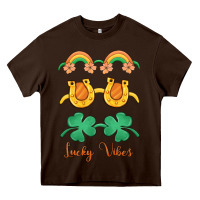 Chocolate Brown lucky vibes st. patrick's day Heavy Core Tee - MaliasSmallBusiness