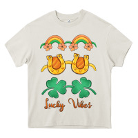 Cream lucky vibes st. patrick's day Heavy Core Tee - MaliasSmallBusiness